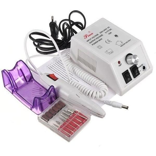 Professionell elektrisk nagelfil manikyrset med 6 sliphuvuden - 20000 varv/min - vit