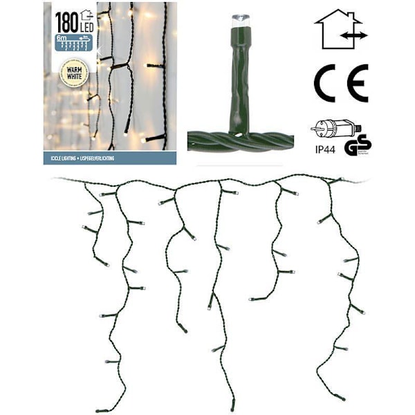 Eri korkuisia jääpuikkovalosarjoja - 180 LED - 6 metriä - IP44 white