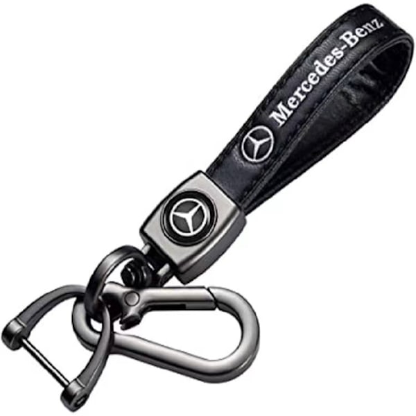 Läder Nyckelring Krok Nyckelring med Bilmärkeslogga Fjäderspänne & Ring Kompatibel med Stora Bilmärken【GKS】 BMW