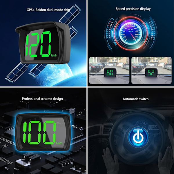 Bil Digital Hastighetsmätare Kmh 2,8 Tum Display Skärmbil Head-up Display Gps Speedometer Kmh Hastighetsvarning Head Up Display För Alla Bilar