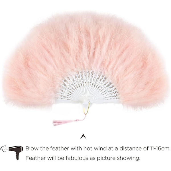 Fjer Vifte, Vintage Sammenfoldelig Fjer Vifte Flapper Håndvifte - Pink