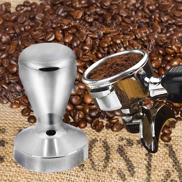 Kaffepresser i rustfrit stål 51 mm, kaffepresser, espressopresser Køkkentilbehør med silikoneplade, Køkkentilbehør