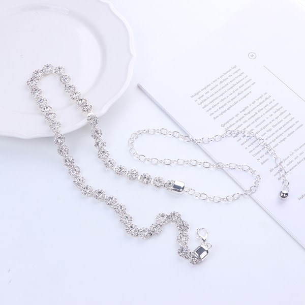 Lyx Clear Rhinestone Midjekedja Body Chain For Women Decora