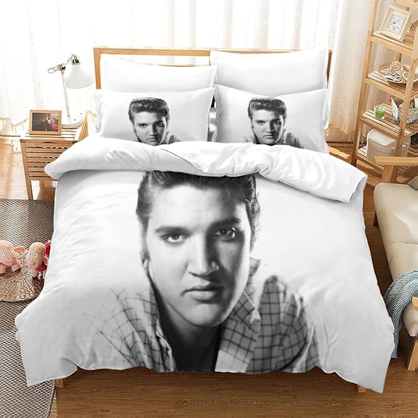 Elvis Presley Stjernebetræk, D Trykt R&B Dynebetrækssæt, Mikrofiber, Dobbelt Lynlås 135*200 CM King220x240cm