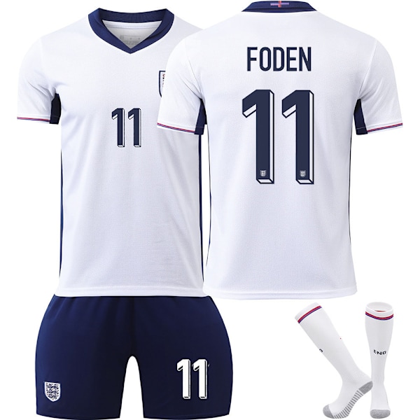 UEFA Euro 2024 England Hemma- och Bortalandslag Fotbollströja Nr 11 Foden Hemma Home XXL