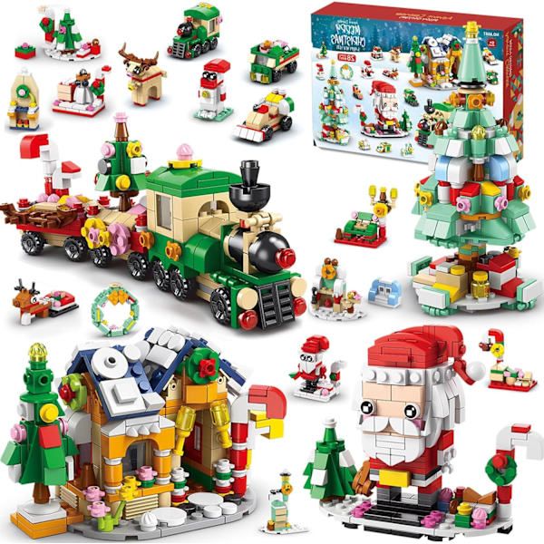 Joulukalenteri 2024 - Joulu Lego-palikat Loma-lahjat Lapsille Teini-ikäisille 24 Päivää Yllätyslaatikko Joulu Countdown-kalenteri