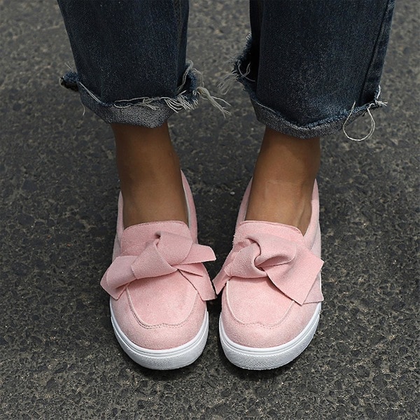 Damskor Bow Flat Trainers Slip On Sneakers Pumps Shoes Pink 41