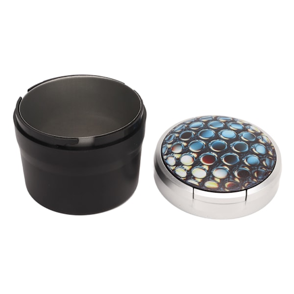 Bärbar bilaskkopp Mini Silver Edge Brandförebyggande Rökfri bilaskkopp med LED-ljus och lock Honeycomb