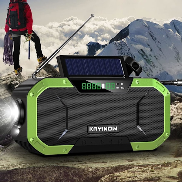 IPX5 USB Uppladdningsbar Handvev Nödradio Vild Vandring Överlevnad Solcellsdriven Bluetooth-kompatibel 5.0 Högtalare