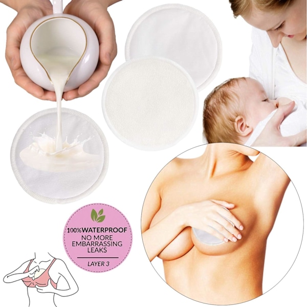 10 stk økologiske bambusfiber ammeinnlegg, vaskbare og gjenbrukbare, hypoallergeniske og superabsorberende, ammeinnlegg med 1 vaskpose