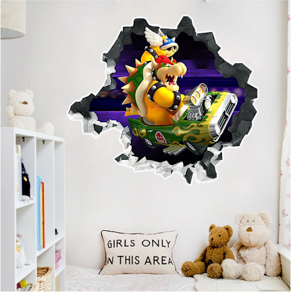 3D Super Mario Kart Bowser Koopa Racing Väggdekor för Rumsdekoration CT20010J-R 48*42cm