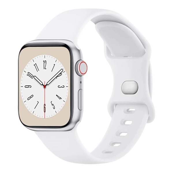 Myk silikonreim for Apple Watch 8 7 6 5 4 3 SE Armbånd for IWatch Ultra 49mm 45mm 41mm 40mm 44mm 38mm 42mm klokke White