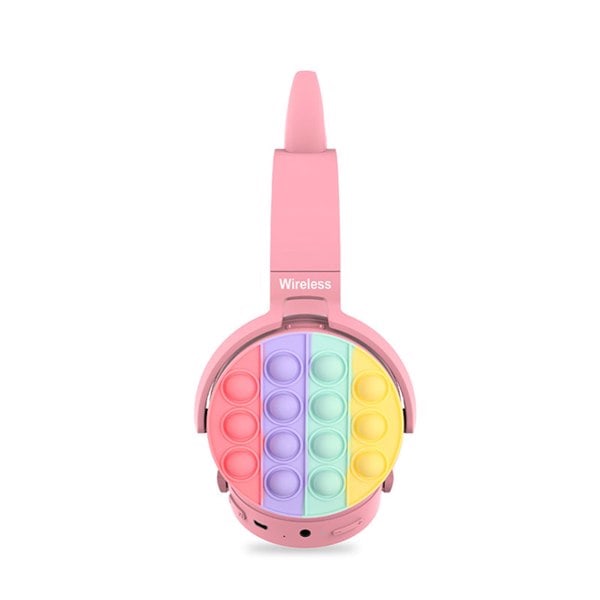 Fidget-kuulokkeet lasten lelu, langattomat Bluetooth-kuulokkeet Pop Bubble On-Ear -kuulokkeet Fidget-lelu Sateenkaaren värinen Fidget-kuulokesetti lapsille pink