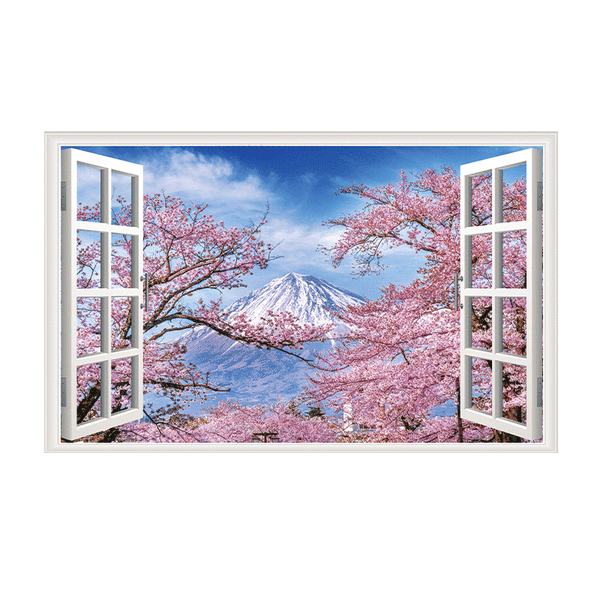 43,5x70cm Simulering Décalque Fenêtre - Cherry Blossom Snow Mount