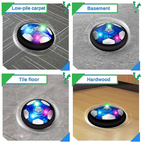 Hover Soccer, Genopladelig Luftdrevet Svævefodbold med LED-lys, Indendørs Udendørs Sportsbold 18cm[GKS]
