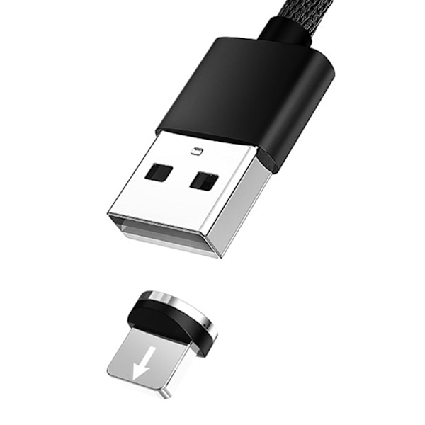 Magnetisk Laddningskabel 1 Meter 3 i 1 Nylonflätad Magnetisk Telefonladdningskabel för Android för IOS för Typ C Svart M005 Svart 3 i 1 0.1