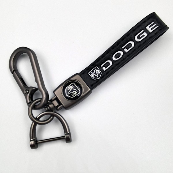 Læder nøglering til bil og cykel i metal | Holdbar nøglering | Sølv nøglering og krog montering Sølv hardware Silver Hardware Dodge