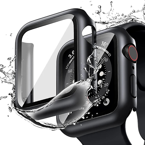 Härdat glas+ cover for Apple Watch Case Tilbehør 45 mm 41 mm 42 mm 38 mm PC-cover iWatch 6 5 4 se 44 mm 40 mm Transparent 19 Transparent 19 Series 321 38MM