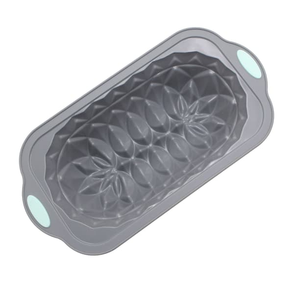 Middels stor tofarget stålring toastform 4-delt sett: riflet toast, rektangulær, blomsterformet, lotusformet, flettet brød rectangular