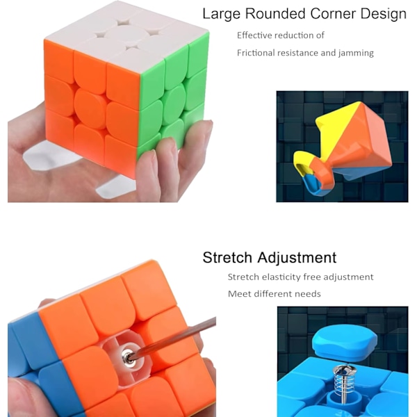 Speed Cube 3x3x3 Magisk Kube Puslespill Fidget Leker, Rask Glatt Sving Ultra Holdbar Farge-Matchende Puslespill