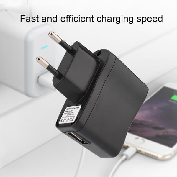 5V 1A Lader Strømadapter USB Ladeplugg Strømforsyning for Telefon (100~240V EU)
