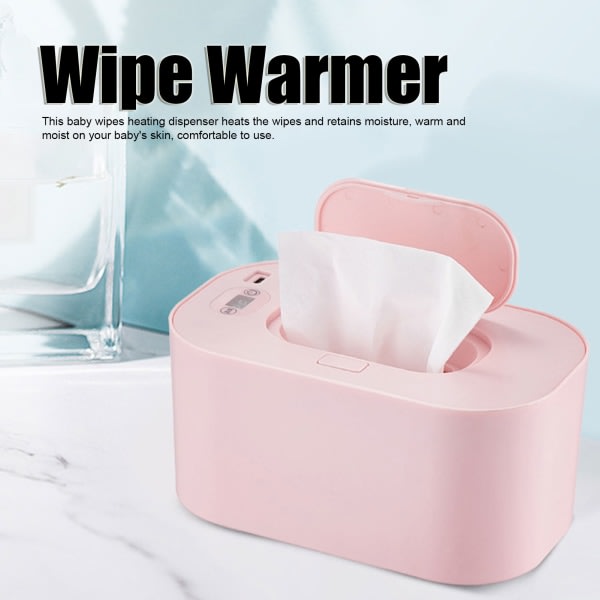 Baby Wipe Warmer USB konstant temperatur Bärbar Wipe Heater Temperaturjustering Warm Keeper Dispenser 5V Rosa