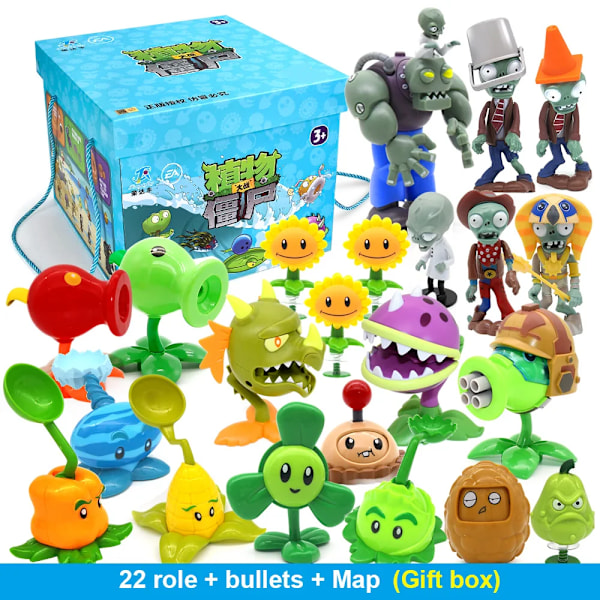 Nya Rollspel PLANTS VS ZOMBIES 2 PVZ Leksaker Full Set Present till Pojkar Boxade Barn Dockor Actionfigur Modell Presentkort 22 role sets