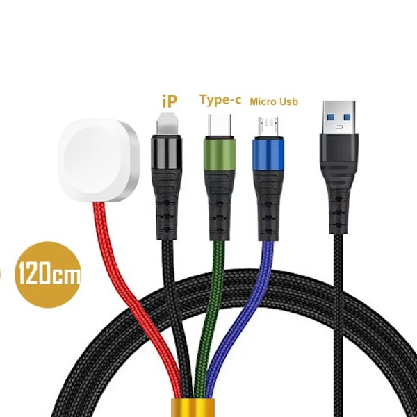 2 in 1 Kello- ja puhelin USB-latauskaapeli Type C -kaapeli magneettinen latausjohto