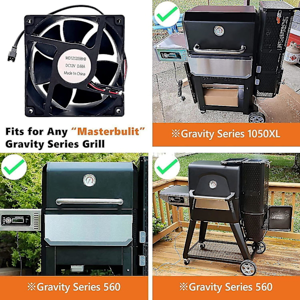 Tuuletin Masterbuilt Gravity Series 560/800/1050 XL digitaaliseen hiiligrilliin ja savustajaan