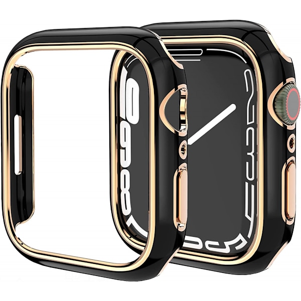 Til Apple Watch Series 7 41mm, Belagt Stiv PC Ramme Etui Slankt All-Around Bumper Etui til Apple Watch Series 7 (Rose Gold Sort)