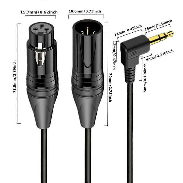 XLR Kabel 3.5mm til XLR Hun Audio Kabel Aux Audio Ledning til Mikrofon Mixer Højttaler Forstærker