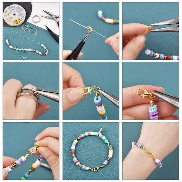 500 st/ask Smyckestillverkningssatser Hummerlås Öppna Hoppringar Ändklämmor Pärlor Ask Set Handgjorda Armband Halsband Tillbehör