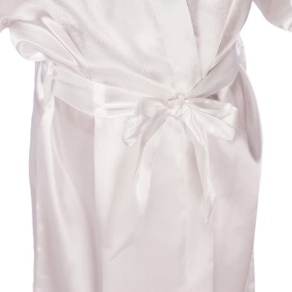 Silk Stain Ren Kimono Bröllopsrock Kimono Robes Sovkläder ------ Vit（Storlek 6）