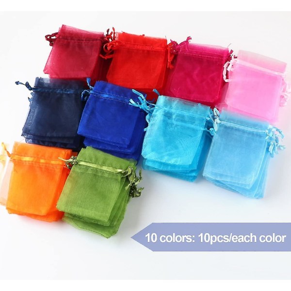 Organza Bags 100x Organza Bags 10-colored Jewelry Bags Organza Bags Wedding Gift Giveaway Multi-colored Marrying Party