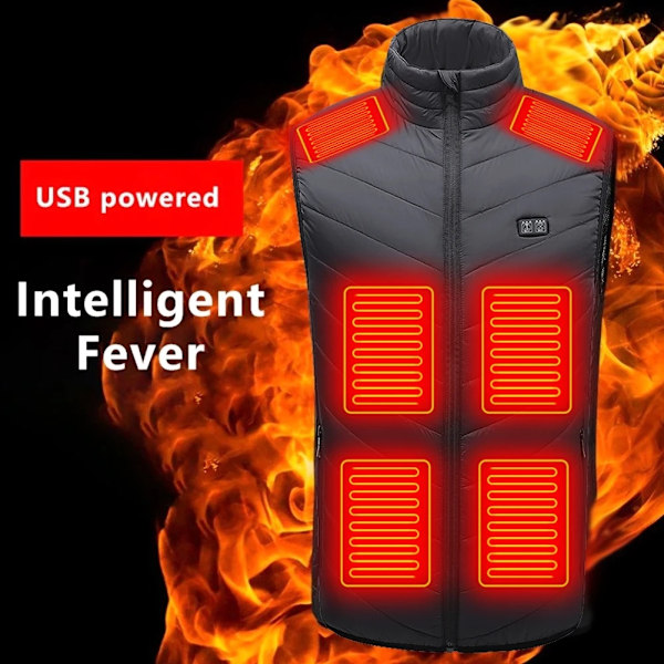 USB-opvarmet vest til vinterkomfort Sort Black m