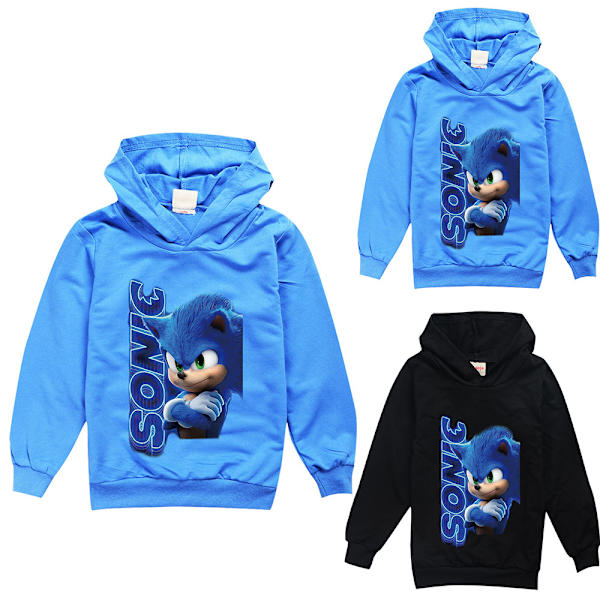 Børne Sonic Hoodies Jakke Børne Sweatshirt Trøje T-shirt Vinter 150 cm
