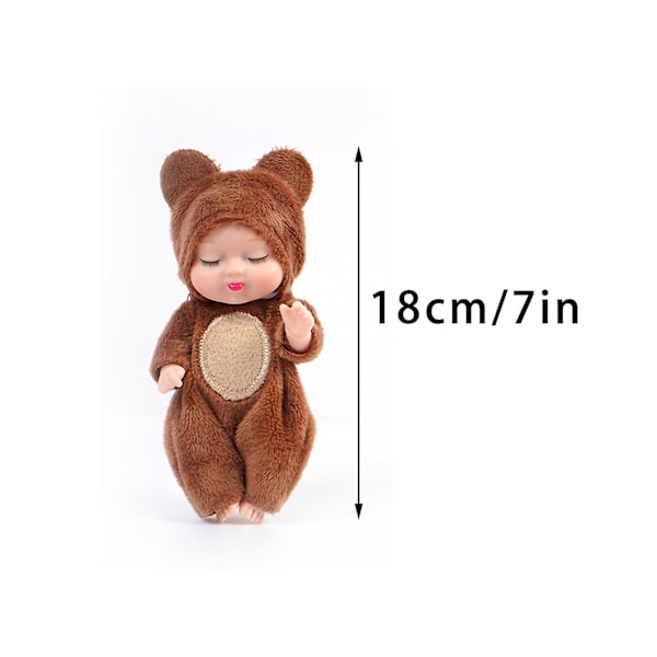 6 st Mini Reborn Babydockor Livslika PVC Sovande Babydockor
