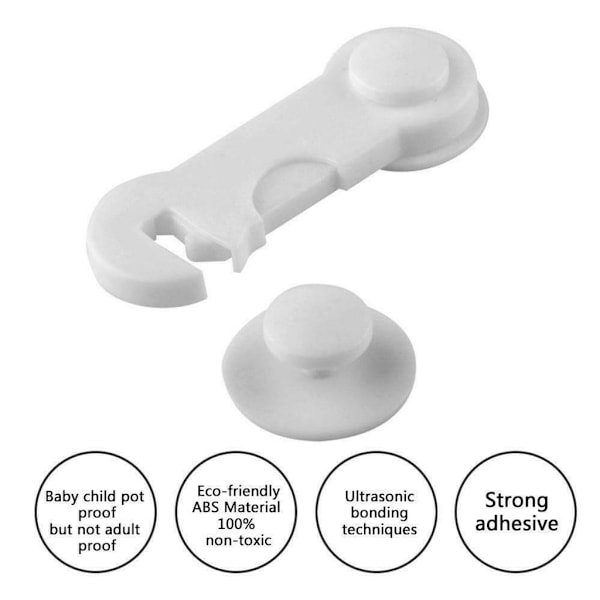 Skapsikringer for babyer 10 stk, Barnesikring Babysikkerhetslåser, barnesikringer for skap, Sterkt lim Ingen boring-Holdbar-Multifunksjonell for