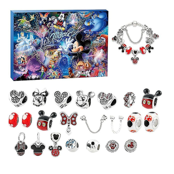 Anime Disney Lilo & Stitch Alloy Charm Accessories Christmas Advent Calendar Bracelet Necklace Ornaments DIY Jewelry Countdown Calendar-LZ2