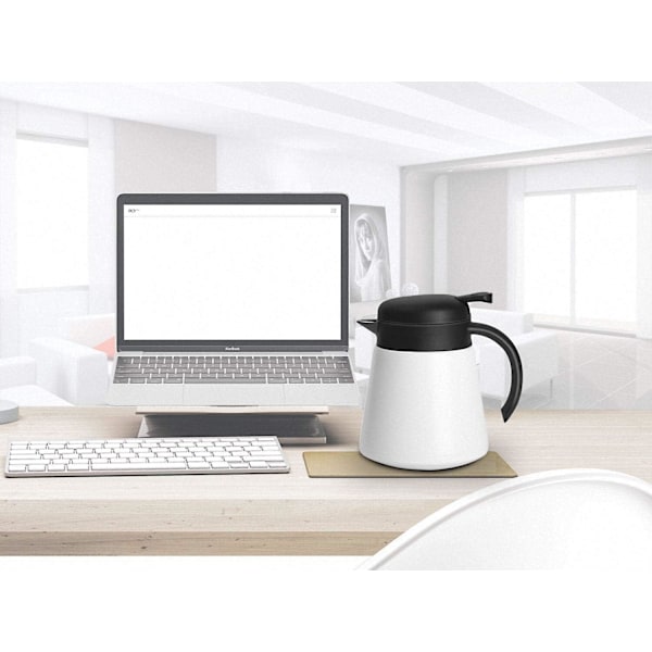 800 ml 304 18/10 Termokande i rustfrit stål/Dobbeltvægget vakuumisoleret kaffekande med trykknap, 13+ timers varm og kold opbevaring, BPA-fri