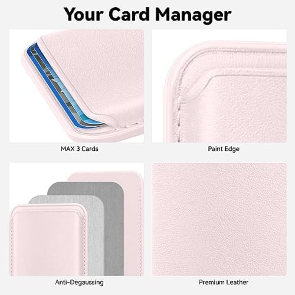 Magnetisk MagSafe Plånbok Mobiltelefon Korthållare för Telefonskal Med MagSafe, Starkare Magnetisk RFID Läderplånbok-AD10-