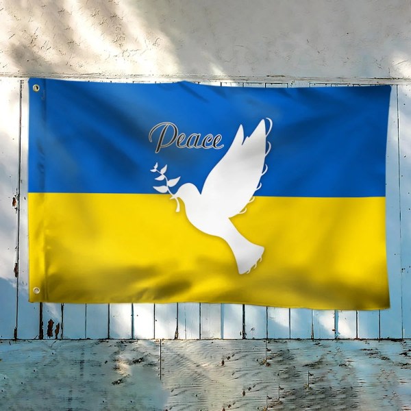 90x150cm，ukrainska flaggan fred ukrainsk duva