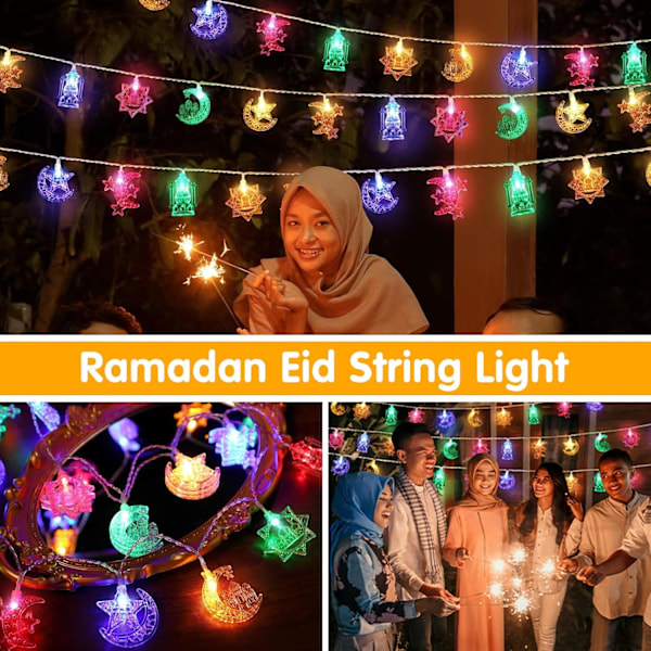 LED Ramadan -valosarja (20 LED) - 3m tähti- ja kuukoristeet kotiin ja F 5 color types