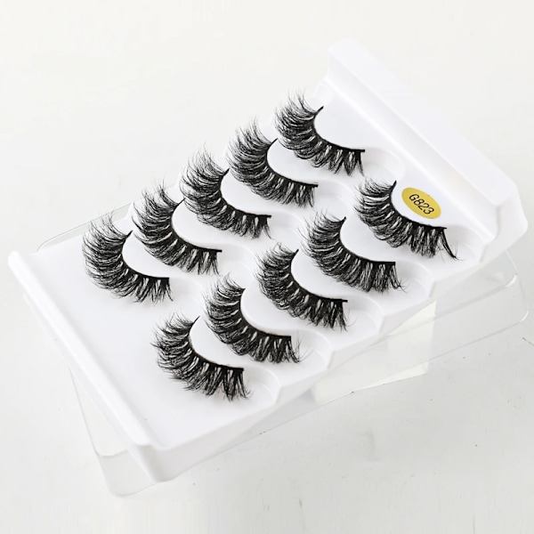 (iLashes.SE) 5 par falske øyevipper - 3D faux mink G823 svart (G-823)