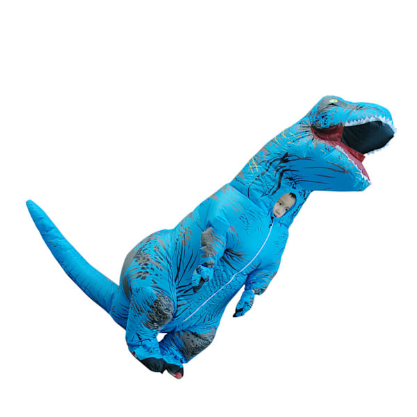 Uppblåsbar dinosauriedräkt T Rex Uppblåsbar dinosauriedräkt för Halloween Cosplay Fest Bröllop Påsk Jul Blå Vuxen Stil 150‑190cm 0.8