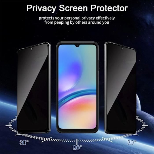 2 Anti-spion härdat glas för Samsung Galaxy A05s skärmskydd