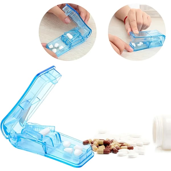 PilleæskerTablet-deler til små og store tabletter Pilledeler med tablet-rum (blå)