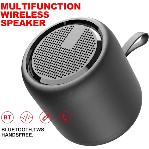 Bluetooth-högtalare, Portabel Mini Trådlös Högtalare Bluetooth 5.0 Utomhushögtalare med HD Stereo HiFi Bas, 1200mAh Batteri för Dusch, Resor, Sport white