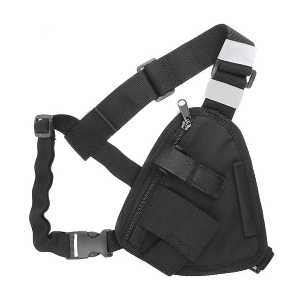 TG Chest harness for radio, portable vest chest bag Black with adjustment