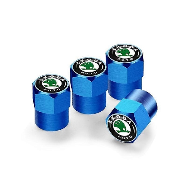 4 kpl Auton Pyörän Rengasventtiilin Suojukset Pölysuojat Tarvikkeet Skoda Octavia Rapid Kodiaq Karoq Fabia Kamiq Superb Derivative Vision-Perfet -malleille 4pcs Blue
